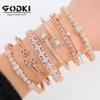 Bracelets de manchette empilables de luxe à la mode pour les femmes de mariage complet Aaa cubique Zircon cristal Cz Dubai Bracelets de mariée bijoux de fête Q0722