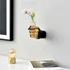 Wall Hanging Hand-shaped Flower Vase for Dried s Decoration Creative Ceramic Pot Hand Held Vases Home Ornament 211215