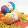 1PC 3pcsX100g fil de cachemire fil au crochet pour tricot arc-en-ligne fantaisie mélange peigné couture fil de haute qualité crochet à tricoter Y211129