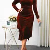 Spring Vintage Sexy Off Shoulder Party Wedding Dress Women Casual Plus Size Slim Velvet Ruffles Office Work Wear 5XL 210525