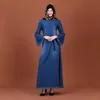 Le donne musulmane vestono farfalla ampia a maniche lunghe in denim abito musulmano moda Abaya Dubai Turchia abiti lunghi abbigliamento etnico