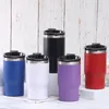 14oz / 16oz rostfritt stål tumblers kopp kan kallare mugg vakuumisolerad travelmug metall vattenflaska öl kaffe muggar med 2 lock wll1094