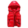 Gilet pour Garçon Enfants À Capuche Chaud Survêtement Enfants Manteau Brillant Bébé Fille Veste Sans Manches Hiver Vers Le Bas Rembourré Gilet Imperméable 211023