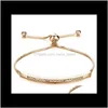 Charm Bracelets Jewelryadjustable Bracelet Bangle For Women Captivate Bar Slider Brilliant Cz Rose Gold Color Jewelry Pulseira Feminia Drop