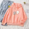 Kreskówka Kot Hoodie Harajuku Śmieszne Bluzy Kobiety Ullzang Cute Koreański Styl Jesień Zima Kawaii Bluza 90. Kapturem Kobiece Dziewczyny Y0820