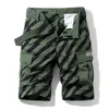 Pantaloncini da tuta estivi da uomo Cool Camouflage Cotton Casual Striped 5-Point Pants 210714