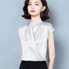 Koreanska Silk Women Blouses Top Woman Elastic Satin Blouse V-Neck Shirt Plus Storlek Blusas Mujer de MODA 4XL 210531
