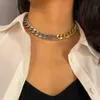 Punk Miami Choker Naszyjnik Łańcuch Collar Oświadczenie Hip Hop Big Chunky Aluminium Złoty Kolor Gruby Łańcuchy Naszyjniki Kobiety Biżuteria