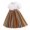 Summer Girls Princess Dress Fashion Kids Short Sleeve Dresses Cotton Children Striped Skirts Child Vest Skirt