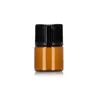 1ml (1/4 dram) Amber Glass Essential Oljeflaska 2ml 3ml Parfym Provrör Flaskor med plugg och kepsar