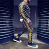 3D colorido homens homens esportes zíper tracksuit conjunto masculino macho jaquetas running + calças terno homens tracksuit mens conjuntos 211006