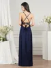 Sexig Deep V Neck Party Dress Women Backless High Split Bridesmaid Dress Gowns Aftonklänning På lager CPS3008