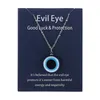 Women Blue Evil Eye Necklaces with Card Fashion Silver 14K Gold Plated Rolo Link Chain Resin Pendant Necklace Good Luck Choker Jewelry Birthday Gifts