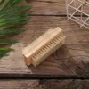 New Wood Nail Brush Setole di cinghiale naturale a due lati Spazzola per unghie in legno per manicure SPA Spazzola a doppia superficie Spazzole per la pulizia delle mani 10CM dh98