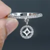 Wedding Rings Cute Female Crystal Round Pendant Ring Promise Gold Silver Color Engagement Charm Zircon Stone For Women