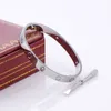 5A 5.0th Bracciale rigido per donna Uomo 4CZ Bracciali con cacciavite a vite in acciaio al titanio Gioielli con bracciale per chiodi in oro rosa argento con sacchetto rosso