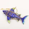 Fancy Sway Cloisonne Enamel Filigree Shark Pendant Ornaments Copper Furnishing Christmas Tree Hanging Decoration Bag Key Chain Charms