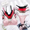 Sexy Kobiety Biustonosz Briety Zestaw Push Up Solid Bra Set Dhinestones List Dwa Kawałki Kameria Bielizna Bielizna Sujetador X0526