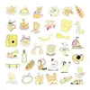 Lot de 35 autocollants de dessin animé Indie-Pop classique rose jaune 3 groupes doux et mignons graffitis imperméables pour ordinateur portable, skateboard, guitare, carnet de notes, autocollants de style VSCO