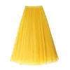 95 cm de long 2 couches Mesh avec doublure jupe d'extension jaune tulle élastique de la taille d'été de la plage de voyage grosses jupes swing 210619