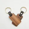 Porte-clés en bois et cuir argenté, avec lanière, pour cadeaux de fête, cadeaux de mariage