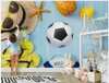壁3Dの壁紙のための注文の写真の壁紙壁紙現代の北欧のかわいい漫画のフットボールの子供部屋の背景の壁壁画装飾