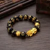 Feng shui zwarte obsidian kralen xiu armband trekt rijkdom veel geluk sieraden cadeau charmable armbanden inte22