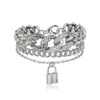 Cadeado Charm Multilayer empilhando pulseiras Charme Cristal Chain Bracelet para Mulheres Moda Jóias Will e Sandy
