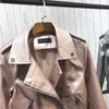 Silver Leather Jacket Kvinnor Metallic Motorcykel Kort Jackor Lapel Zipper Biker Coat Soft Ladies Punk Streetwear 211007