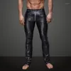 straight leg leather trousers