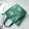 Storage Bags Korean Style Canvas Bag Water Bucket Handbag Shopping Cherry Print Waterproof Moisture Small Lunch Box School