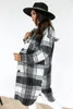Kadın Yün Karışımları Ekose Ceket Kore Kış Giyim Kadın Zarif Bayan Giyim Güz 2021 Mont ve Ceketler