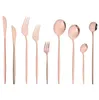 new Gold Dinnerware Set Tableware Fork Knife Spoon Matte Rose Gold Western Metal Stainless Steel Dinner Knife Fork Flatware sets