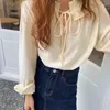 Chiffon Vrouwelijke Tops Solid Retro Chic Office Dame Vintage Losse Mode All Match Streetwear Shirts Blouses 210525