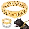 Cães de aço inoxidável luxo cães colarinho de ouro cadeia de ouro Colar de alta qualidade Cuba Pet Collars Bulldog Filhote de cachorro suprimentos