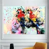 Affiche d'animaux aquarelle de grande taille, peinture sur toile, Art mural abstrait, image de perroquet, impression HD pour décoration de salon et de maison