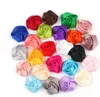 Neonate Nastro di raso Multistrato Tessuto 3D Fiori di rosa Per fasce corpetto Kid Accessori per lo styling dei capelli di Natale fai da te 22 colori