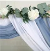 Feestdecoratie BC010a Fancy Custom Made Wedding Arch draping stof stoffig roze ivoor witte bordeaux 28 "6m chiffon gordijn achtergrond