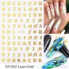 12 Cores Carta Holográfica 3D Nail Art Adesivos Old Inglês Palavras Prega Adesivos Decalques Para As Mulheres Meninas DIY