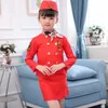 2021 Halloween Carnival Party Pilot Cosplay Costumes for Kids Boys Birthday Gift Girls Flight Attendant Dress Military Uniform Q0910