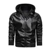 Läderjacka Män Vinter Tjock Motorcykel Pu Leater Jackor Mens Lapel Casual Outcoat Fashion Fake Två Slim Pure Coat 211018