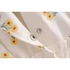 Вышивка V-образной вышивной вышивкой ромашка цветок боди женщин галстук бантики талия с короткими рукавами брюки комбинезон комбинезон плита 210429