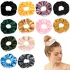 Bande de cheveux avec fermeture éclair Velours Scrunchy Corde Solide Laser Bandeau Bandes de Caoutchouc Grils Flanelle Coiffe Ponytail Hairs Holder Accessoires de Mode YL553-1