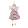 Julgransdekorationer Plysch Angel Doll Girl Pendant Navidad Nyår Xmas Hängande Ornaments Kids Gift XBJK2110