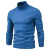 Zimowa golfy grube męskie swetry dorywczo żółw szyja solidna jakość kolorów ciepłe smukłe turtleneck swetry sweter mężczyźni 210909