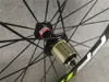 Wielen Groen Logo F6R 700c 3K Glanzend 60 mm FFWD Carbon racefietswielen Voorwielset achter met 23 mm breedte Zwarte Novatec A291 naven 11 Spe