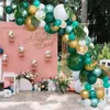 120 stks safari jungle thema feestartikelen ballon boog kit decoraties groen gouden ballonnen baby shower verjaardagsfeestje DIY DCOR 210626