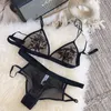 Sexy Ultra-thin Embroidery Bra Set French Lace Flowers Plant Lingerie Deep V Soft Cup Triangle Bras Temptation Women Underwear X0526