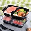 Novo 150set / lote plástico descartável Bento Box De Armazenamento De Refeição De Alimentos Caixa de Almoço 2 Compartimento Containers Microwavable Home Lunchbox EWD7640