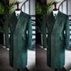 2021 Winter Heren Bruiloft Tuxedos Groene Lange Jas Personaliseer Bruidegom GroomsMen Coat Suits Mens 'Business Formal Wear